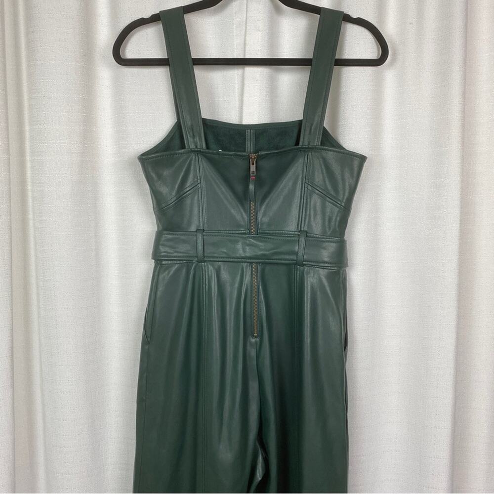 Anthropologie Green Faux Leather Samira Cropped Jumpsuit Sz.2 - Picture 10 of 16
